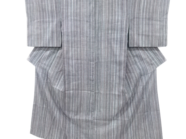 リサイクル　縞織り出し手織り紬着物